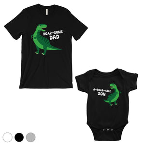 Roarsome Aroarable Dino Dad and Baby Matching Outfits White