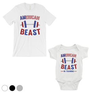 American Beast Training Dad and Baby Matching Outfits Fathers Gift