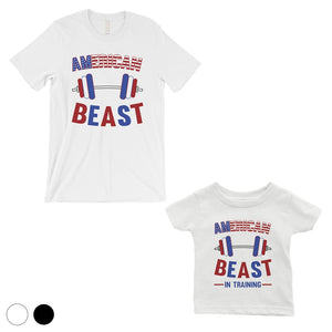 American Beast Training Dad and Baby Matching Gift T-Shirts Unique