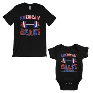 American Beast Training Dad and Baby Matching Outfits Fathers Gift