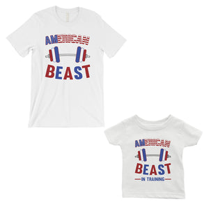 American Beast Training Dad and Baby Matching Gift T-Shirts Unique