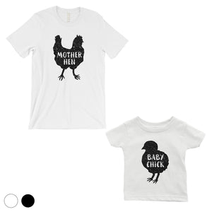 Mother Hen Baby Chick Mom Baby Matching T-Shirts White Gift For Mom