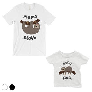 Mama Baby Sloth Mom and Baby Matching T-Shirts Black Mother's Day