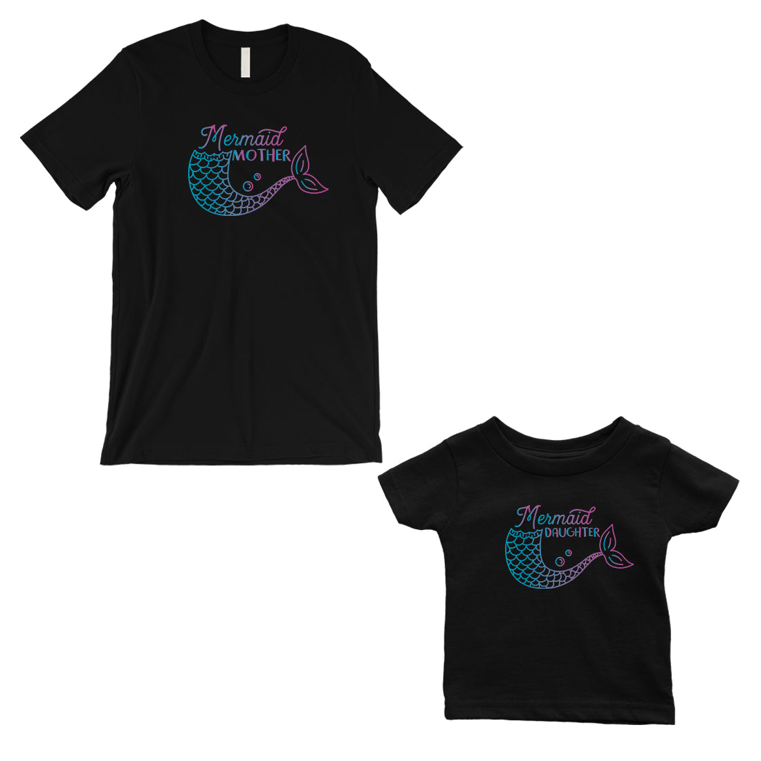 Mermaid Mother Daughter Matching T-Shirts Black Baby Shower Gift - 365 IN  LOVE - Matching Gifts Ideas