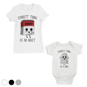 Scariest As Adult Child Mom and Baby Matching Gift T-Shirts