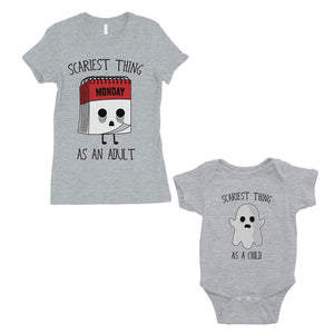 Scariest As Adult Child Mom and Baby Matching Gift T-Shirts