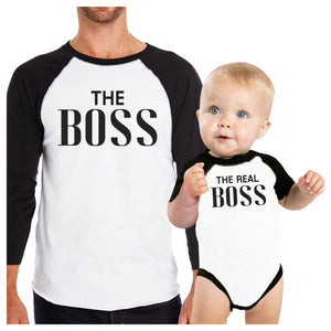 The Real Boss 3/4 Sleeve Baseball T-Shirt Funny Fathers Day Gifts - 365INLOVE