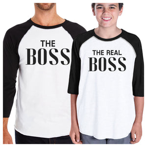 The Real Boss 3/4 Sleeve Raglan T-Shirt Funny Fathers Day Gift Idea - 365INLOVE