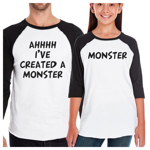 Created A Monster Dad and Kid Matching Baseball Shirts Husband Gift