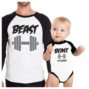 Beast In Training Dad Baby Matching Baseball Shirts Funny Baby Gift