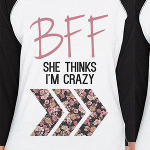 BFF Floral Crazy Best Friend Matching Baseball Jerseys Sister Gifts