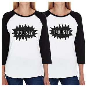 Double Trouble BFF Matching Black And White Baseball Shirts