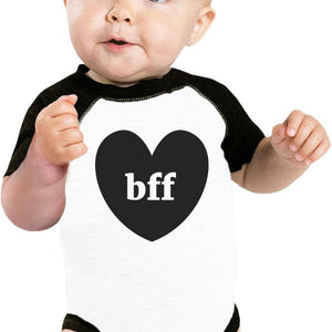 Bff Hearts Baby and Pet Matching Black And White Baseball Shirts