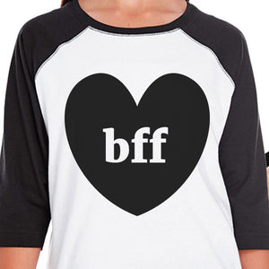 Bff Hearts Kid and Baby Matching Black And White Baseball Shirts