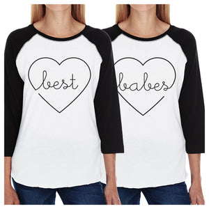 Best Babes BFF Matching Black And White Baseball Shirts