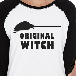 Original Witch And Witch In Training Mom and Baby Matching Black And White Baseball Shirts