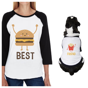 Hamburger And Fries Small Dog and Mom Matching Outfits Raglan Tees