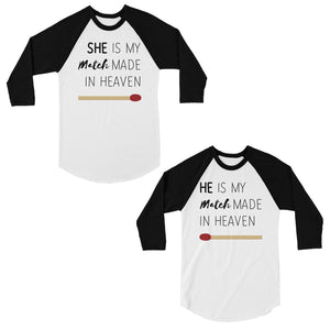 Match Made In Heaven Cute Matching Couples Baseball Shirts Gift