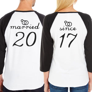 Married Since Custom Matching Couple Black And White Baseball Shirts