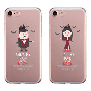 Pain In Neck Vampire Couple Matching Phone Cases Funny Creative