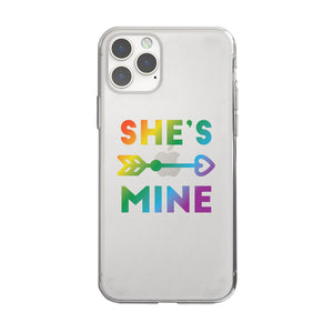 LGBT She's Mine I'm Hers Rainbow Clear Matching Phone Cases