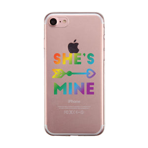 LGBT She's Mine I'm Hers Rainbow Clear Matching Phone Cases