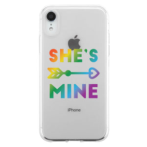 LGBT She's Mine I'm Hers Rainbow Clear Matching Phone Cases