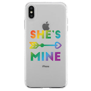 LGBT She's Mine I'm Hers Rainbow Clear Matching Phone Cases