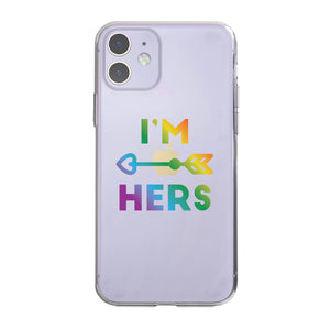 LGBT She's Mine I'm Hers Rainbow Clear Matching Phone Cases
