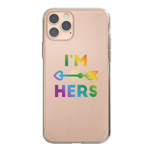 LGBT She's Mine I'm Hers Rainbow Clear Matching Phone Cases