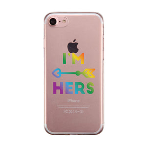 LGBT She's Mine I'm Hers Rainbow Clear Matching Phone Cases