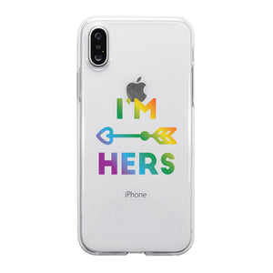 LGBT She's Mine I'm Hers Rainbow Clear Matching Phone Cases