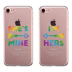 LGBT She's Mine I'm Hers Rainbow Clear Matching Phone Cases