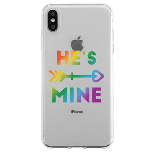 LGBT He's Mine I'm His Rainbow Clear Matching Phone Cases