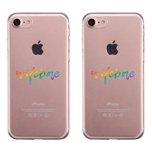 LGBT Wifebae Wifebae Rainbow Clear Matching Phone Cases