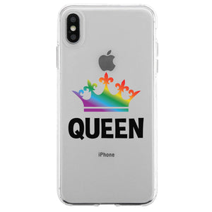 LGBT Queen Queen Rainbow Crown Clear Matching Phone Cases