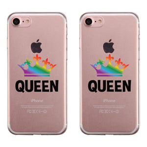 LGBT Queen Queen Rainbow Crown Clear Matching Phone Cases