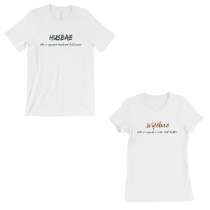 Husbae Wifebae Leopard Military Matching Couple Gift Shirts White