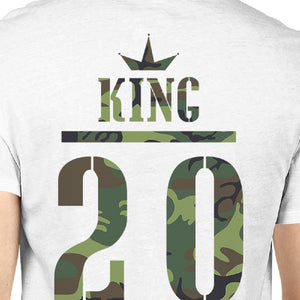 King And Queen Military Pattern Custom Matching Couple White Shirts