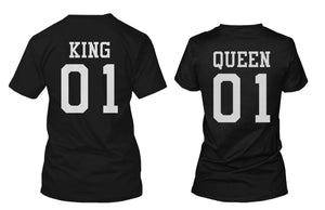 King 01 and Queen 01 Back Print Couple Matching T-Shirts Valentine's Day Gifts Ideas - 365INLOVE