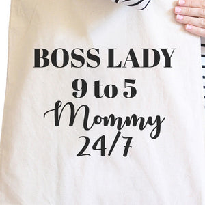 Boss Lady Mommy Natural Canvas Bag Humorous Gifts For Bossy Moms - 365INLOVE