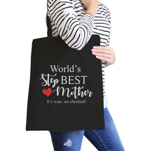 World's Best Stepmother Black Canvas Shoulder Bag Gift For Stepmoms - 365INLOVE