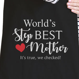 World's Best Stepmother Black Canvas Shoulder Bag Gift For Stepmoms - 365INLOVE