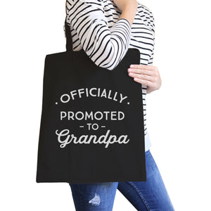 Officially Promoted To Grandpa Black Canvas Bag
