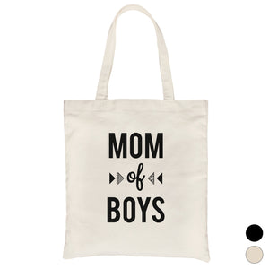 Mom Of Boys Heavy Cotton Canvas Bag Cute Beach Tote For Moms Gifts