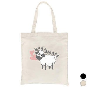 MaaaMaaa Sheep Heavy Cotton Canvas Bag Foldable Tote Gift For Moms