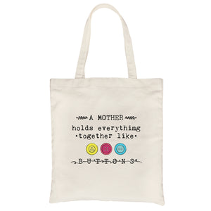 Mother Like Buttons Heavy Cotton Canvas Bag For Mothers Day Gifts