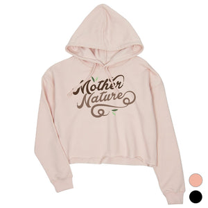 Mother Nature Day Womens Crop Hoodie Best Mom Gift For Christmas