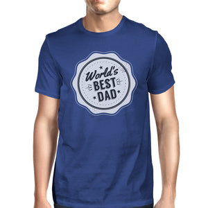 Worlds Best Dad Mens Blue Cotton T-Shirt Vintage Design Graphic Tee - 365INLOVE