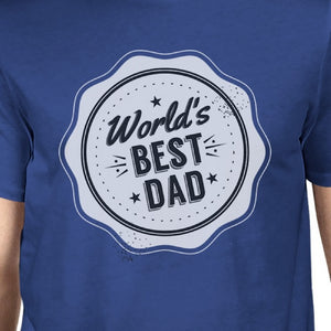 Worlds Best Dad Mens Blue Cotton T-Shirt Vintage Design Graphic Tee - 365INLOVE